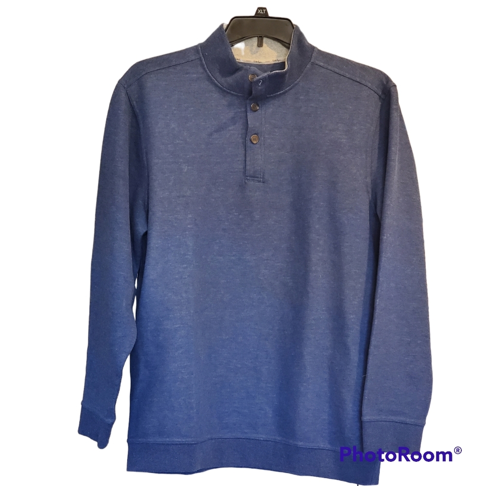 Walter Hagen 11 Majors - Mens Golf Sweatshirt - Button Collar-Size Large-Blue